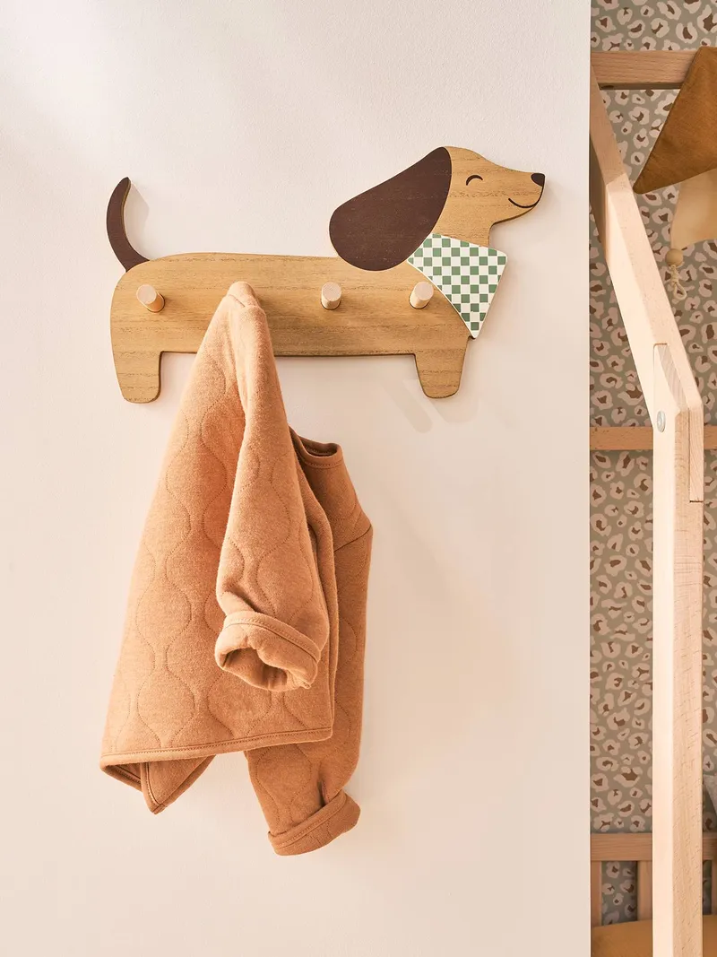 Vertbaudet Holz-Wandgarderobe DACKEL Kinderzimmer, Braun, – Produktbild 1 von 2