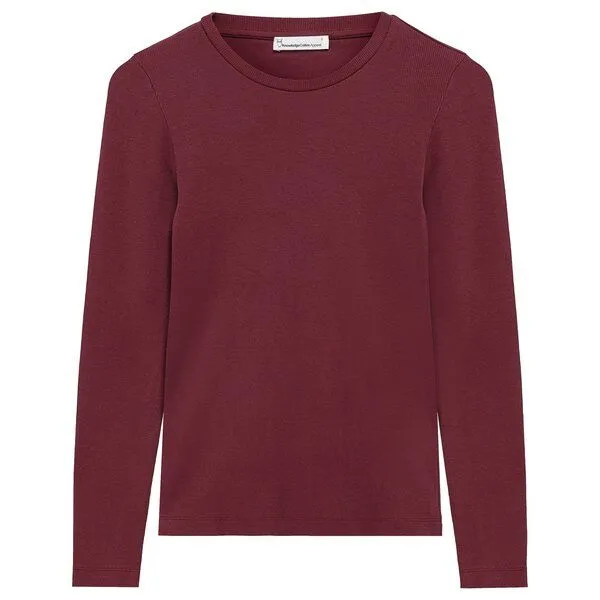 KnowledgeCotton Apparel KnowledgeCotton Apparel Rib-Longsleeve, Burgundy, – Produktbild 1 von 3