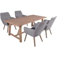 Gartenmöbel-Set "OAKLAND/RAPALLO 01" 5-tlg. 1 Tisch Akazie, 4 Sessel KSgefl. grau – Produktbild 1 von 1