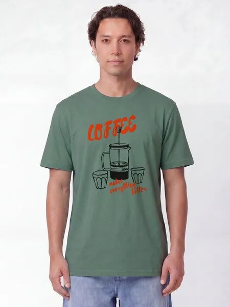 watapparel watapparel T-Shirt Unisex Coffee makes everything better, Green bay, – Produktbild 2 von 2