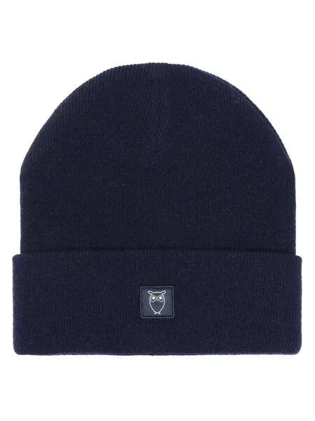 KnowledgeCotton Apparel KnowledgeCotton Apparel Mütze - LEAF Beanie organic wool - GOTS, Blau (total eclipse), – Produktbild 1 von 4