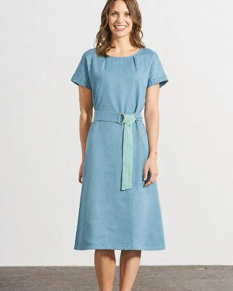 HempAge HempAge Zeitloses Midikleid Hanf/Biobaumwolle, Wave (blau), – Produktbild 2 von 4