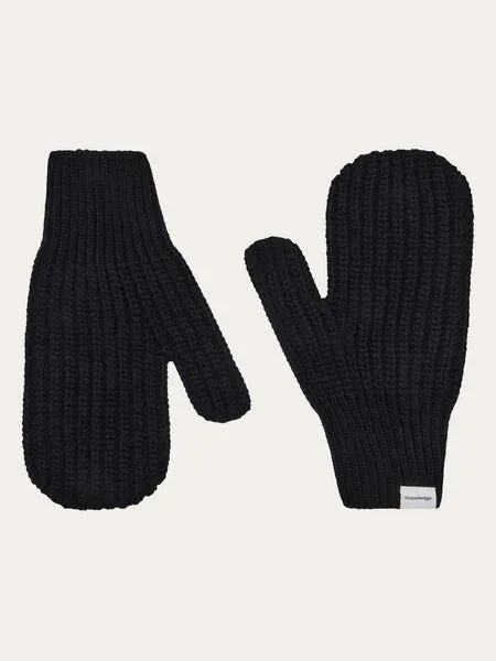 KnowledgeCotton Apparel KnowledgeCotton Apparel Lambswool Patent Knit Gloves, Schwarz (black jet), – Produktbild 1 von 2