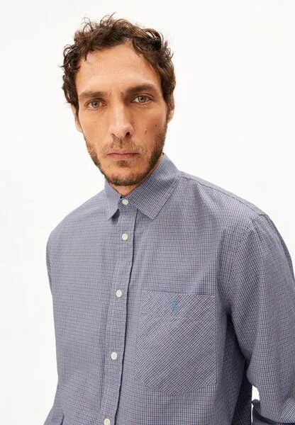 ARMEDANGELS ARMEDANGELS SMALL CHECK Herren Hemd aus 100% Bio-Baumwolle, Tinted navy, – Produktbild 3 von 4