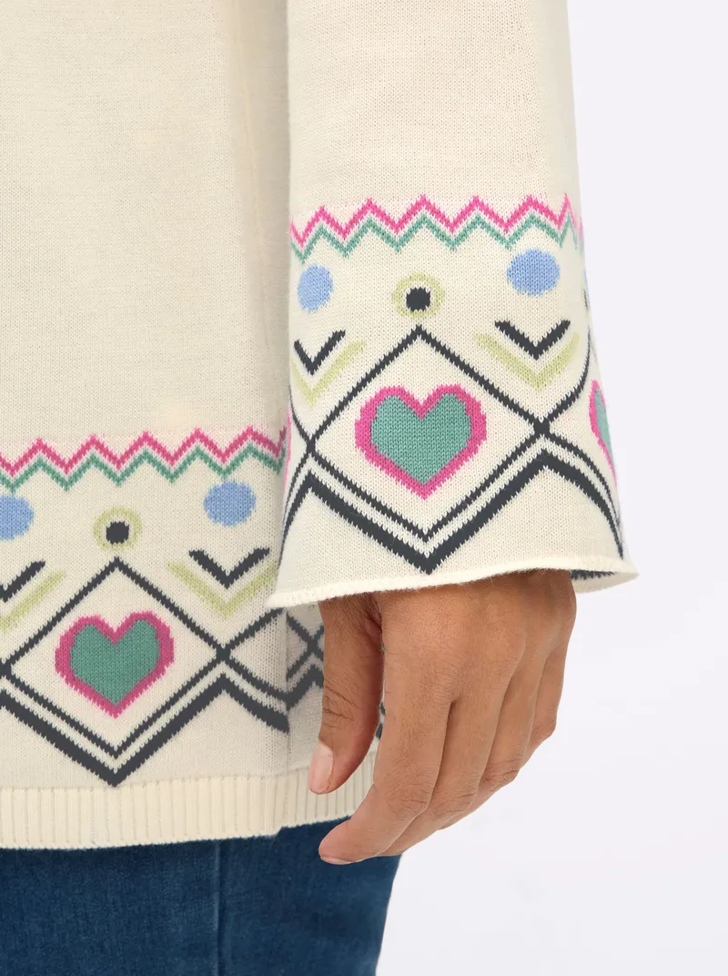 sheego Norwegerpullover, Champagner-salbei-gemustert, – Produktbild 2 von 2