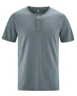 HempAge Hempage Herren vegan Einfarbiges Henley T-Shirt In Titan – Produktbild 1 von 1