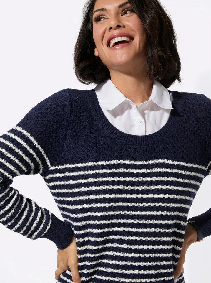 Witt Witt Strickpullover 2-in-1-Pullover Langarm, Blau, – Produktbild 5 von 5