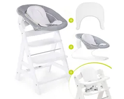 Hauck Hauck Hochstuhl Alpha Plus Newborn Set - White, Holz Babystuhl ab Geburt mit Neugeborenenaufsatz, Essbrett & Baby Seat – Produktbild 1 von 1