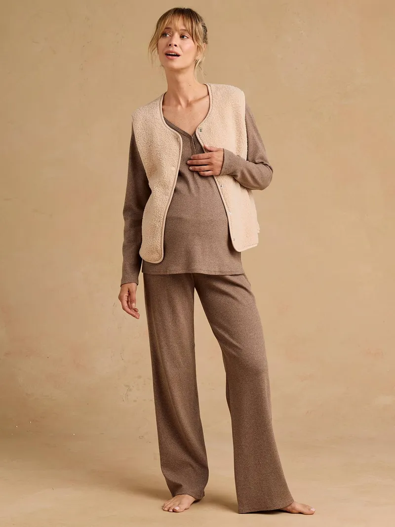 Envie De Fraise 3-teiliges Loungewear-Set für Schwangerschaft & Stillzeit ENVIE DE FRAISE, Taupe, – Produktbild 1 von 4