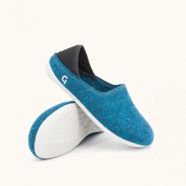 Gottstein Gottstein Kinder-Hausschuh Wool Slip-on Kids aus 100% Schurwolle mit rutschfester Gummisohle, Graublau, – Produktbild 1 von 5