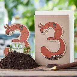 Die Stadtgärtner Die Stadtgärtner Karte zum 3. Geburtstag | Tiermotiv mit Blumensamen zum Einpflanzen – Produktbild 1 von 1