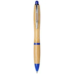 Bullet Bullet Nash Druckkugelschreiber aus Bambus, blaue Mine, natur,royalblau – Produktbild 1 von 1