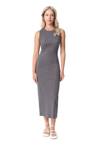 ORGANICATION ORGANICATION DURRU | Geripptes Kleid aus Bio-Baumwolle, Shadow, – Produktbild 1 von 4