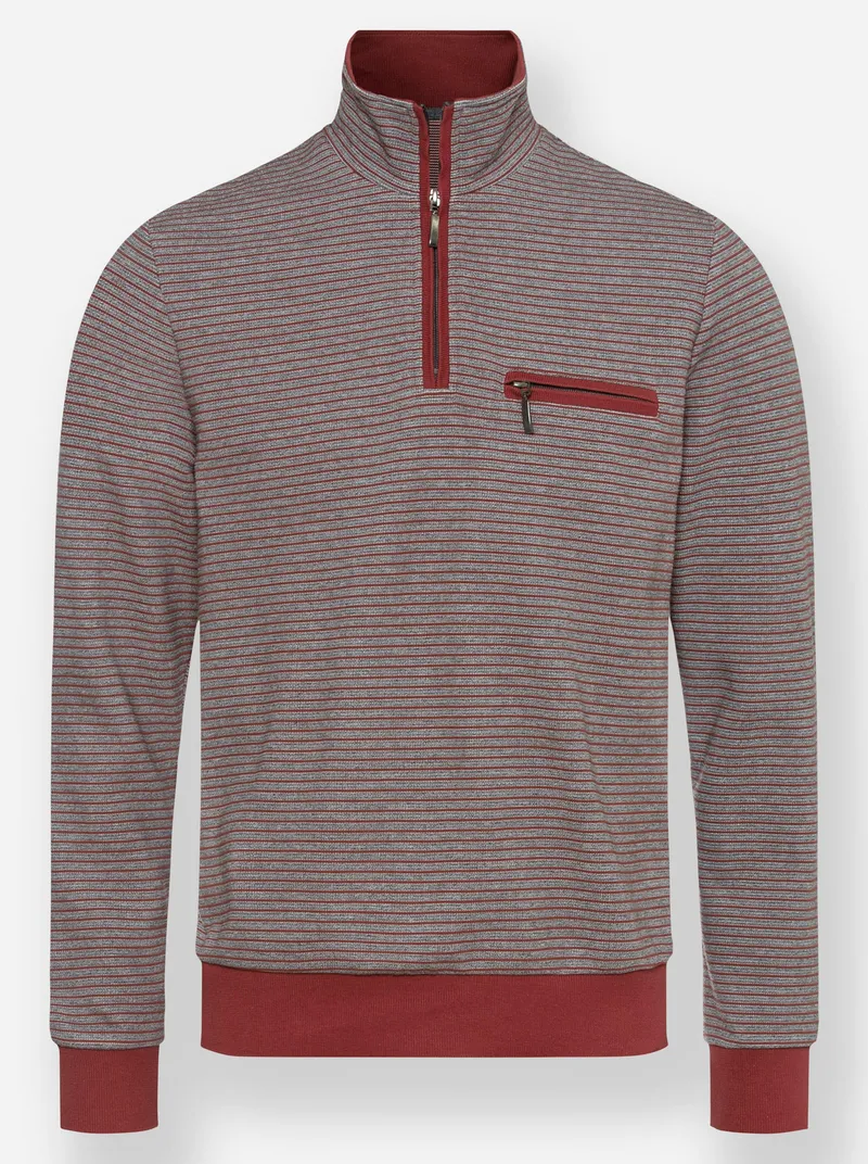 marco donati Langarm-Shirt, Rotbraun-gestreift, – Produktbild 1 von 2