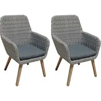 2er Pack Gartensessel "RAPALLO" Akazie, Kunststoffgeflecht, grau – Produktbild 1 von 1