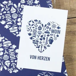 Bow & Hummingbird Bow & Hummingbird Postkarte "Von Herzen (maritim)" – Produktbild 1 von 1
