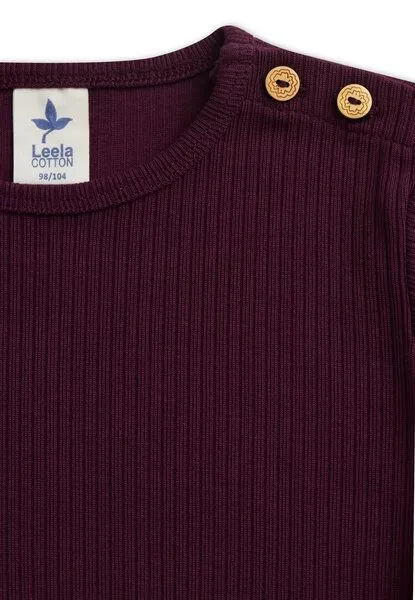 Leela Cotton Leela Cotton Kinder Ripp Langarmshirt aus 100% kba-Baumwolle 2068, Aubergine, – Produktbild 3 von 3