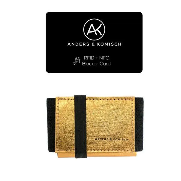 ANDERS & KOMISCH ANDERS & KOMISCH Kleines Portemonnaie mit RFID Schutz - A&K MINI Slim Wallet, Gold, – Produktbild 2 von 5