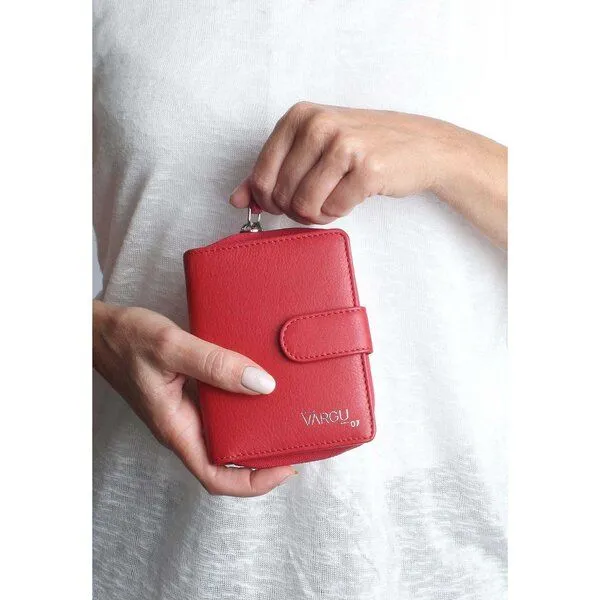 Vargu Vargu Echtleder Geldbörse VINEM 1-A mono, Red, – Produktbild 3 von 4