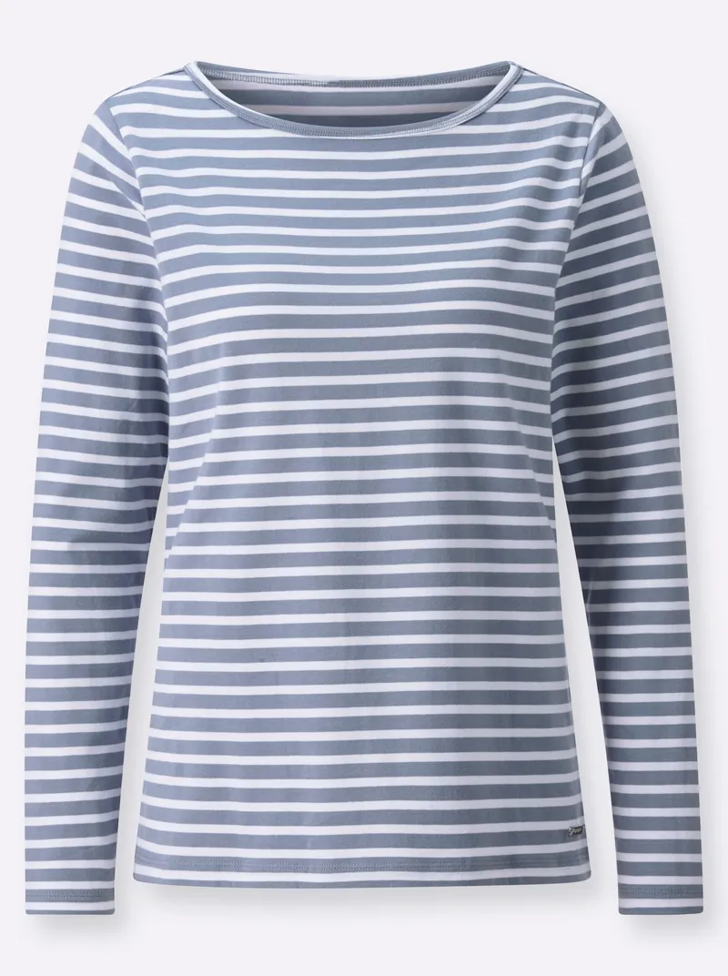 Witt Ringelshirt taubenblau-ecru-geringelt, Taubenblau-ecru-geringelt, – Produktbild 2 von 2