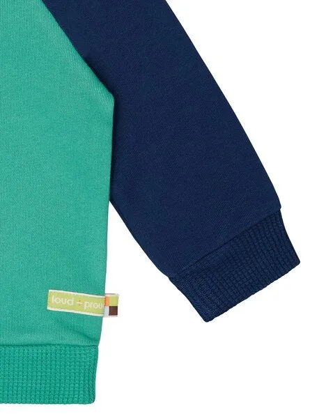 loud + proud loud + proud Babys & Kinder Sweatshirt mit Raglanärmeln, GOTS-zertifiziert, Plant/ultramarine(grün/blau), – Produktbild 1 von 3