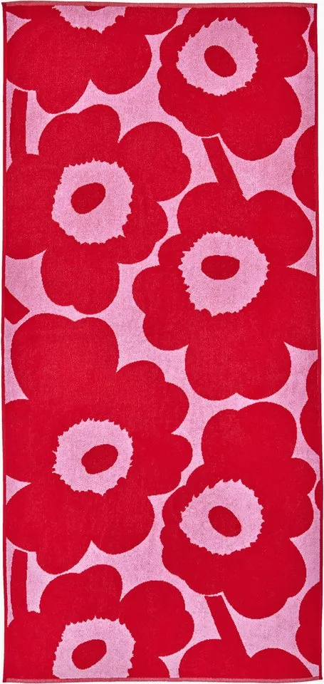 Marimekko Duschtuch UNIKKO, Frottier (1-St), 100% Baumwolle, angenehm weich, 70 x 150 cm, Rosa|rot, – Produktbild 2 von 2