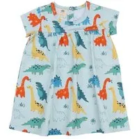 Walkiddy Baby Kleid GOTS zertifiziert – 95% Bio-Baumwolle, Hellblau mit Dinosauriermotiv, Kurzarm, weich & bequem | Walkiddy – Produktbild 1 von 1