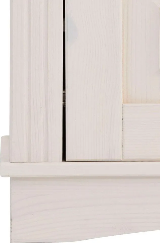 OTTO home Highboard Teresa Mini-Vitrine mit Glastüren und 2 Schubkästen, Kommode, aus massiver Kiefer, Breite 84 cm, Höhe 120 cm, FSC®, Weiß, – Produktbild 4 von 5