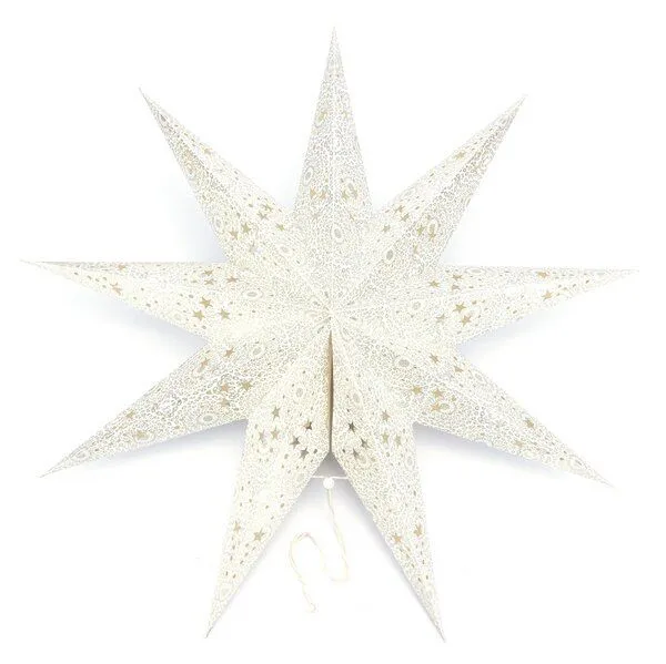 El Puente El Puente Weihnachtsdeko "Faltstern" | Fair Trade & Handmade aus Indien, Weiß,silber, – Produktbild 1 von 1