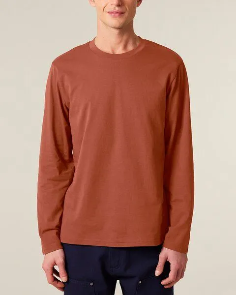 YTWOO YTWOO 3er Pack Unisex Basic Langarmshirts aus Bio-Baumwolle | Longsleeve | verschiedene Farbkombi | Mehrfachpack, Rot-herbstbraun-rotbraun, – Produktbild 3 von 3
