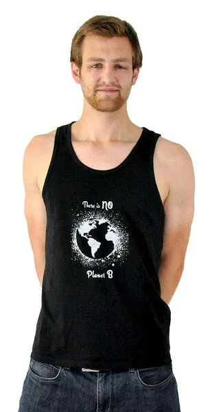 Human Family Human Family Lässiges Herren Tanktop in schwarz mit großem Print - "Jump Planet B" – Produktbild 4 von 4