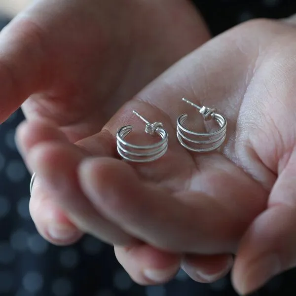 BELLYBIRD Jewellery BELLYBIRD Jewellery CREOLEN - TRIO, Design aus 3 Ringen, glänzende Oberfläche, 925 Silber, Silber, – Produktbild 2 von 4