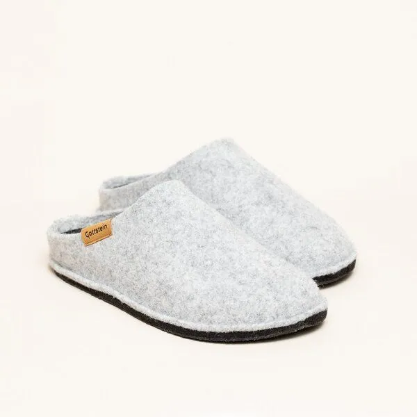 Gottstein Gottstein Classic CO Pantoffel für Damen & Herren - Hausschuh aus 100% Schurwolle mit Komfort-Einlagesohle, Hell-grau, – Produktbild 1 von 4