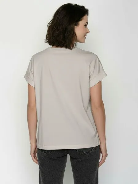 GreenBomb GREENBOMB Basic Loony - Sportliches T-Shirt aus Bio-Baumwolle mit Rollup Sleeve / GOTS / Fair & Vegan, Grau (sandstone), – Produktbild 4 von 4