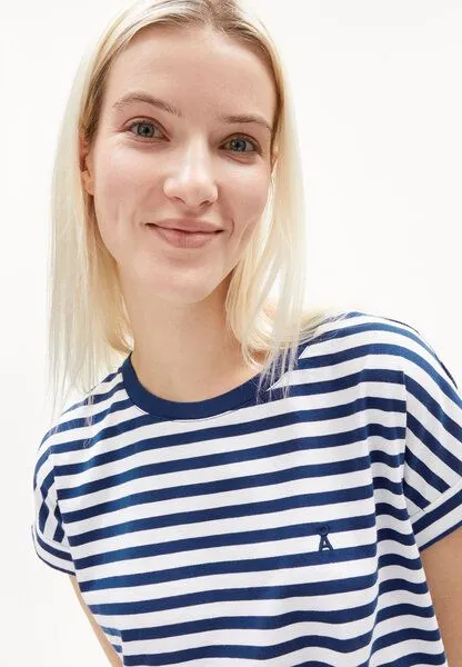 ARMEDANGELS ARMEDANGELS IDAARA STRIPES Damen T-Shirt aus Bio-Baumwolle, White-lapis blue, – Produktbild 3 von 4