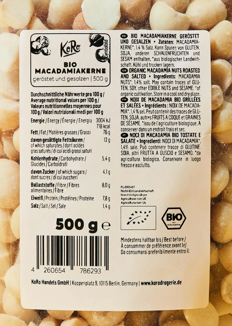 KoRo KoRo Geröstete und gesalzene Bio Macadamiakerne 500 g – Produktbild 3 von 5