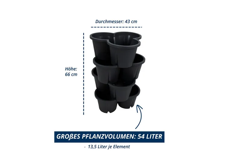 KHW KHW Pflanzkübel Pflanzturm Demeter (Set, 4 St), Vertikales Gärtnern auf kleinstem Raum, verschiedene Farben, Grau, – Produktbild 5 von 5