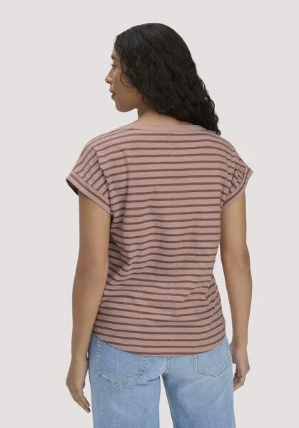 hessnatur hessnatur Light Slub Streifen T-Shirt Relaxed aus reiner Bio-Baumwolle, Rosé, – Produktbild 3 von 5