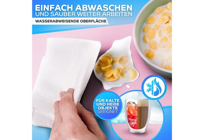 MAXLVL Gaming Mauspad Schreibtischunterlage - Mauspad mit Vernähte Kanten - abwaschbar (in 80x40 cm / 60x35 cm, Schreibtisch Unterlage für Büro), Tischunterlage Schreibtisch aus PU-Leder, Rosa, – Produktbild 4 von 5