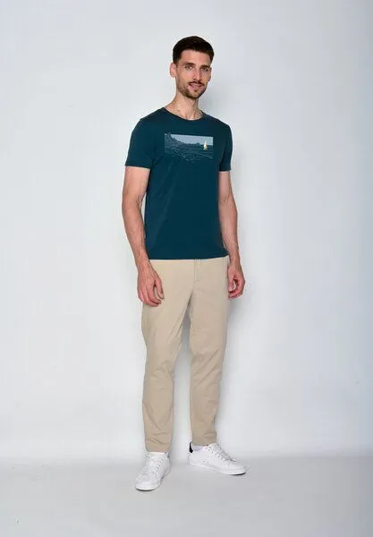GreenBomb GREENBOMB Nature Cliffsail Guide - Sportliches T-Shirt aus Bio-Baumwolle / hochwertiger Print / GOTS / Fair & Vegan, Blau (steinblau), – Produktbild 2 von 4
