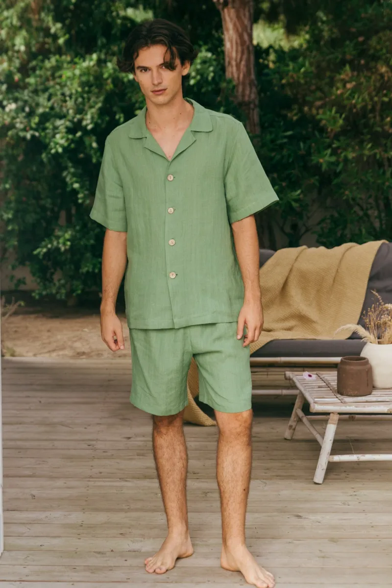 AmourLinen AmourLinen Herren vegan Set Loungewear Aspen Matcha Grün, Grün, – Produktbild 2 von 2