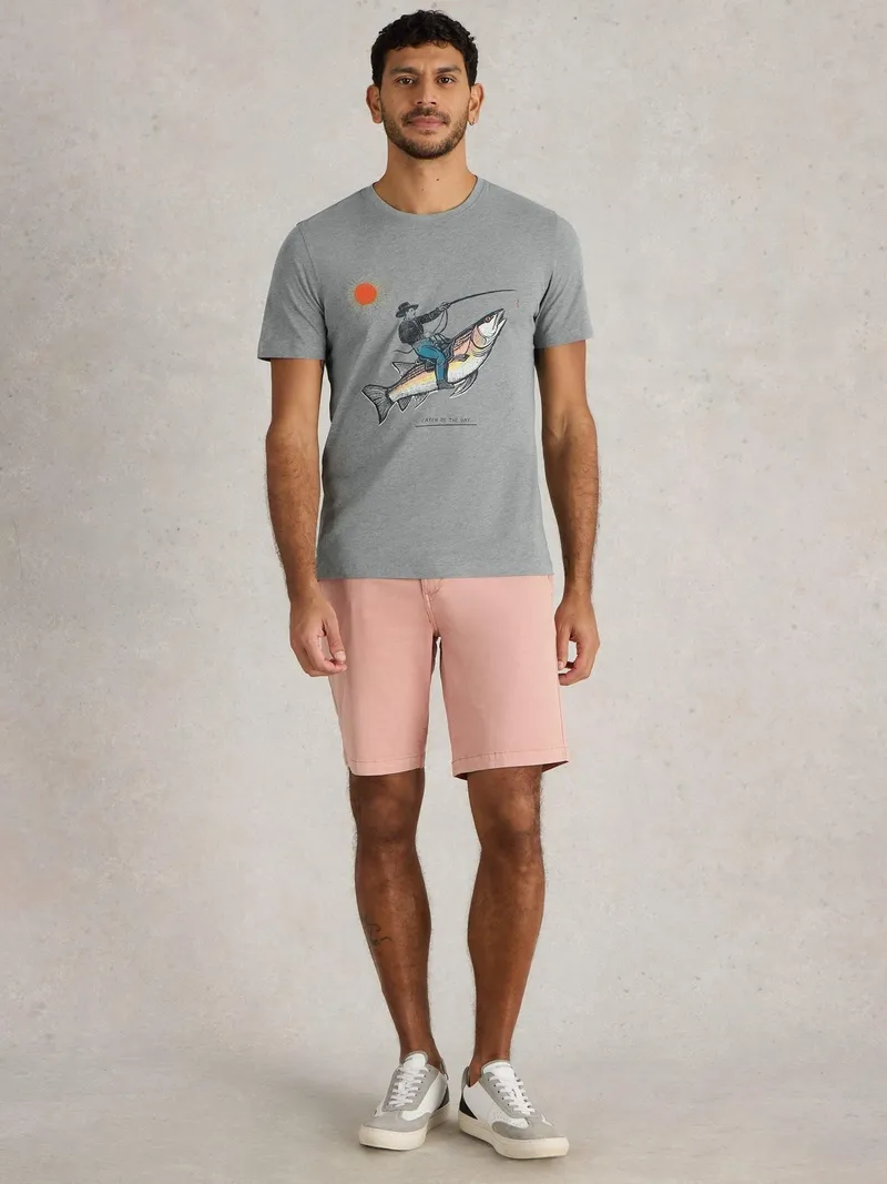White Stuff T-Shirt Abersoch mit Fisch-Motiv - S, Denim print, – Produktbild 2 von 4