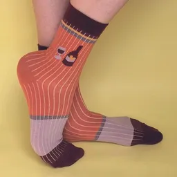 Fräulein Prusselise Fräulein Prusselise Vino Socke colourblock Rippe Wein orange lila – Produktbild 1 von 1