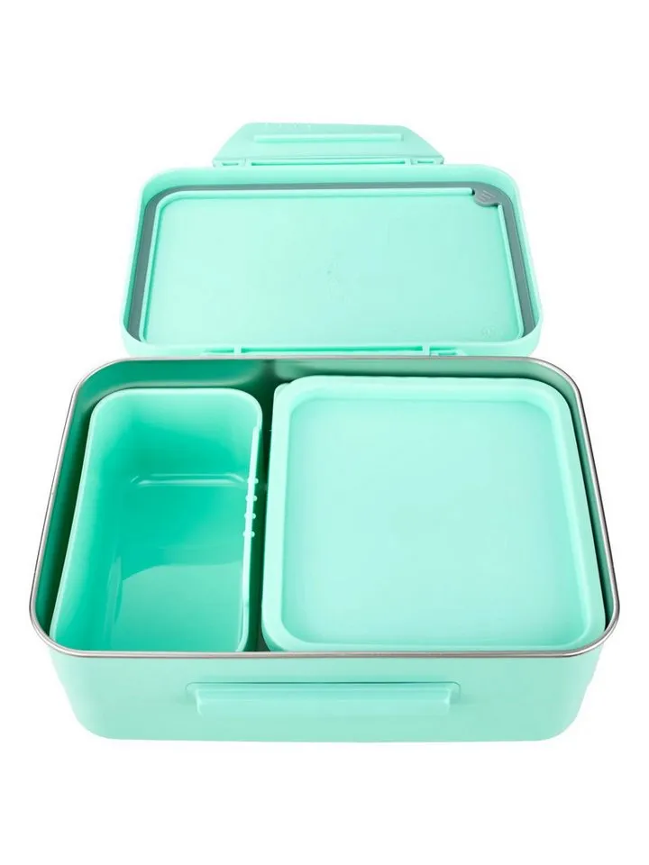 Satch Satch Lunchbox Edelstahl Brotdose, Edelstahl, (Edelstahl Brotdose, 3-tlg., 1x Brotdose, 1x Trennfach), spülmaschinengeeignet bis 45 Grad, Handwäsche empfohlen, Grün, – Produktbild 3 von 3