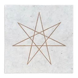 Veskor Cassiopeia Veskor Cassiopeia HEPTAGRAMM {7/3} | Goldener Heilige Geometrie Stern Linoldruck | 22 × 22 cm – Produktbild 1 von 1