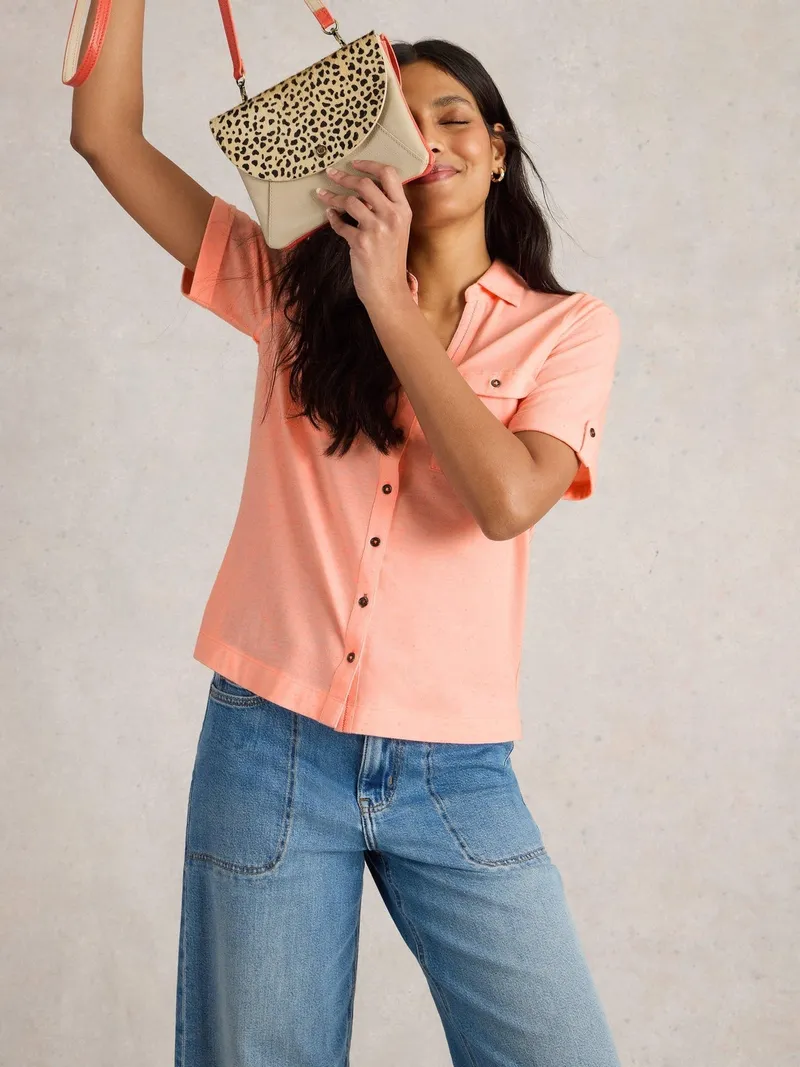 White Stuff Bluse Paige mit Brusttasche - 52, Hellrosa, – Produktbild 1 von 4