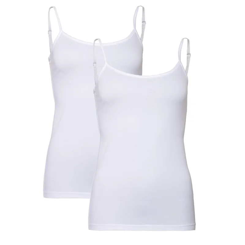 Living Crafts LIVING CRAFTS - Damen Spaghettiträger-Top, 2er Pack - Weiß (95% Bio-Baumwolle; 5% Elasthan), Nachhaltige Mode, Bio Bekleidung, Weiß, – Produktbild 1 von 2