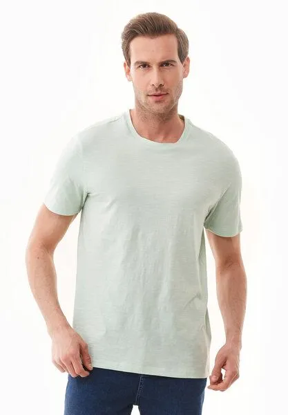 ORGANICATION ORGANICATION Basic T-Shirt aus Bio-Baumwolle, Grün(aqua green), – Produktbild 4 von 4