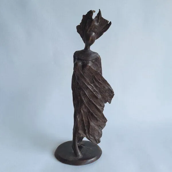 Moogoo Creative Africa Moogoo Creative Africa Bronze-Skulptur "Femme du Sahel" by Patrice Balma Unikate 36-42cm – Produktbild 8 von 8