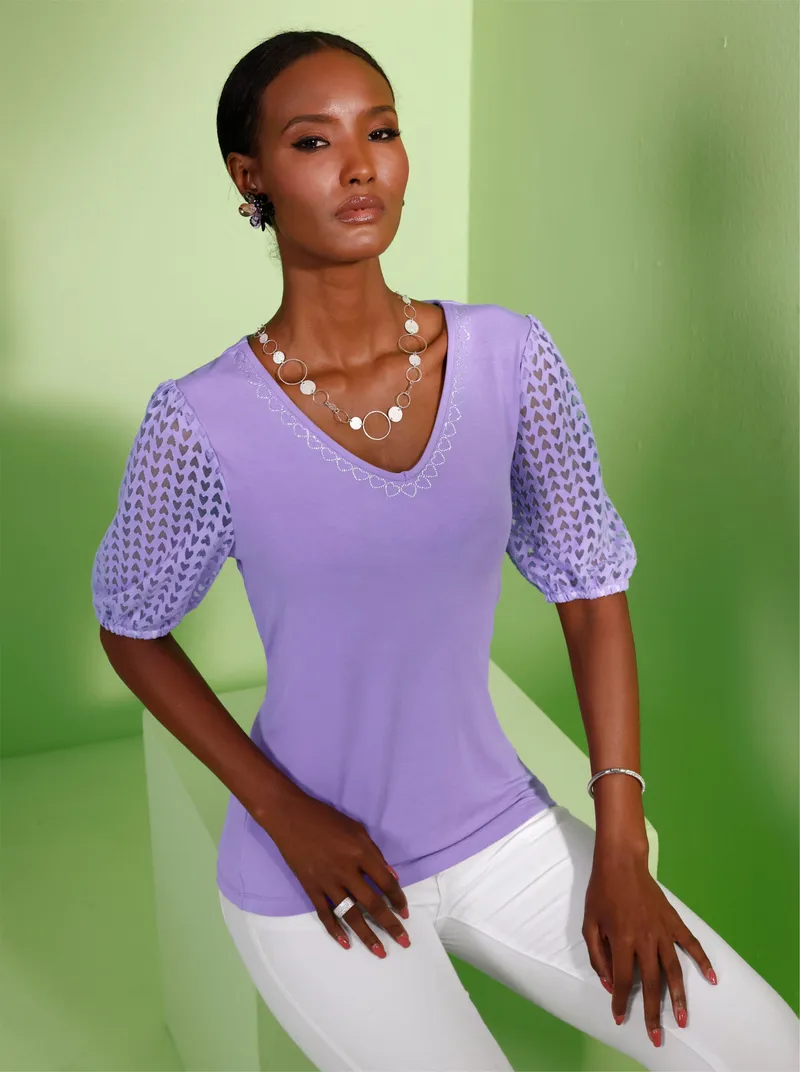 Witt V-Shirt lavendel, Lavendel, – Produktbild 2 von 2
